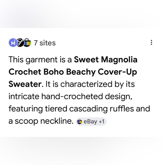 Sweet Magnolia Beige Crochet Cover Up Sz XL - Picture 7 of 8